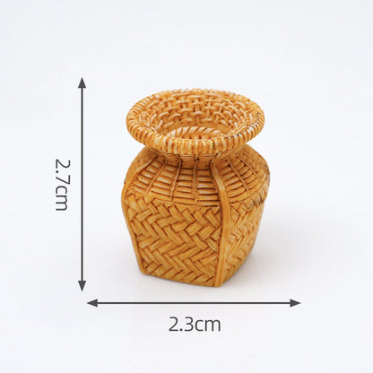Mini miniature Faux Woven Bamboo Baskets for Crafts