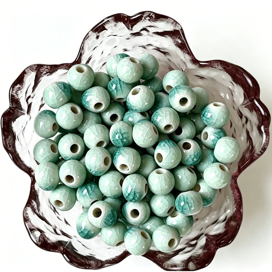 Glossy Crackle Porcelain Beads for DIY Jewelry