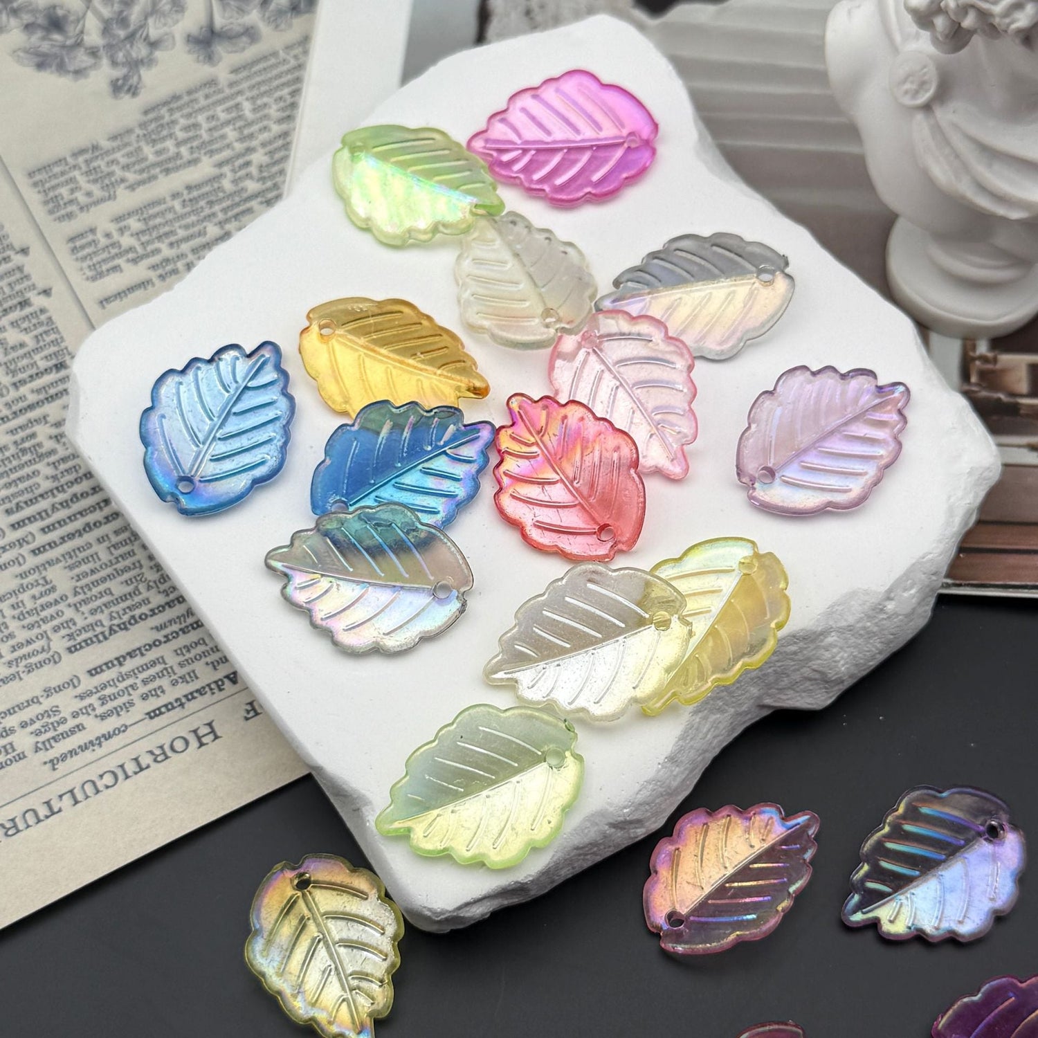 DIY Floral &amp; Leaf Acrylic Pearl Beads Collection - Botanical Clover, Rose, Leaf, Berry Beads