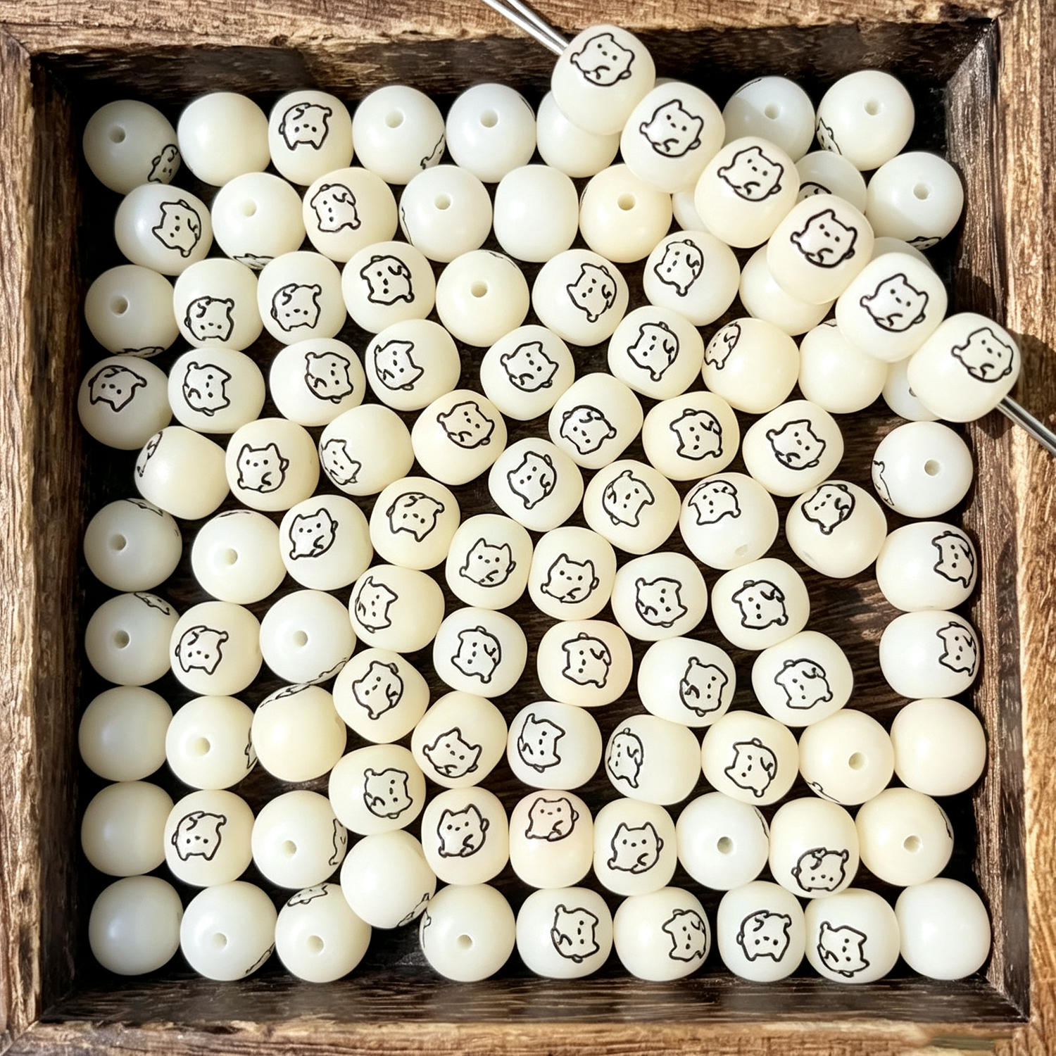 Cute Cat Bodhi Beads | 10x9mm Natural Bodhi Seed Loose Beads
