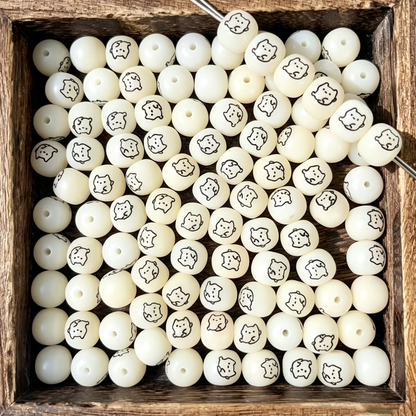 Cute Cat Bodhi Beads | 10x9mm Natural Bodhi Seed Loose Beads