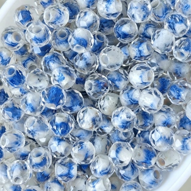 4mm Chinese Ink Wash Faceted Crystal Beads