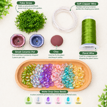 DIY Glass Succulent Potted Plant Craft Kit (Makes 2 Pots)