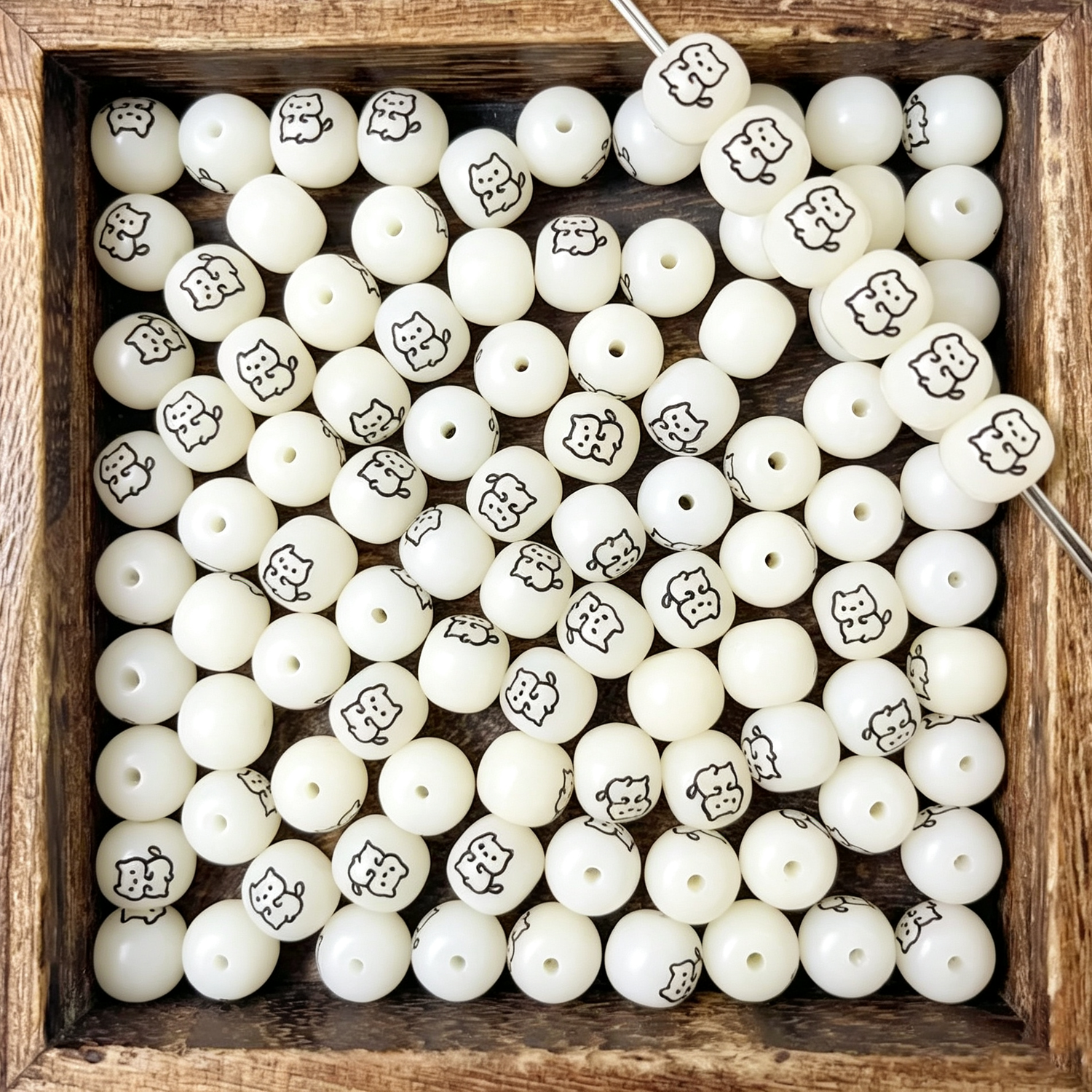 Cute Cat Bodhi Beads | 10x9mm Natural Bodhi Seed Loose Beads