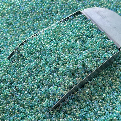 2mm Iridescent Green Seed Beads
