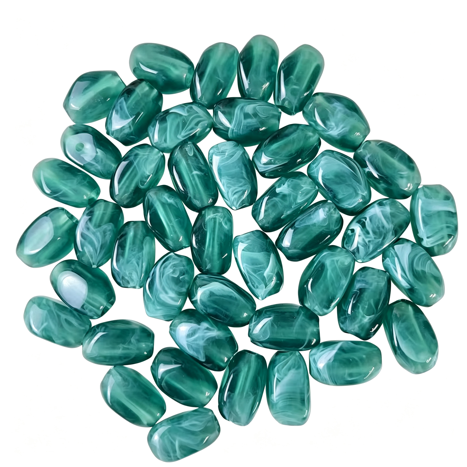 12x20mm Marbled Acrylic Barrel Beads - Large Hole Oval Spacer Beads