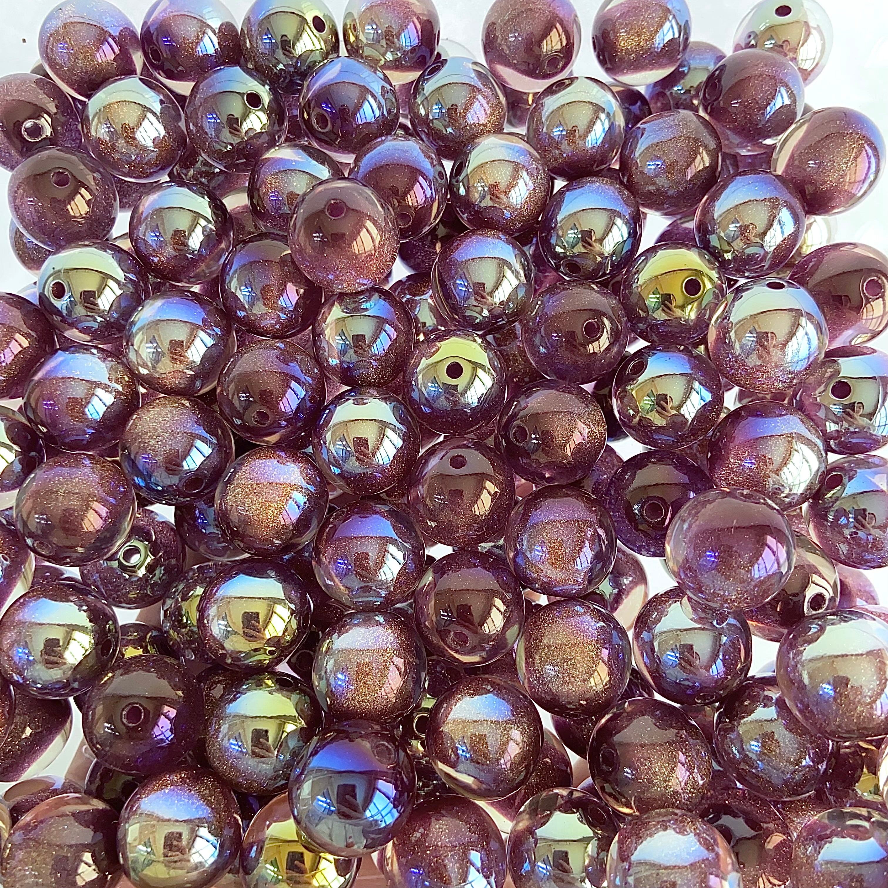 【New】16mm Electroplated Resin Beads