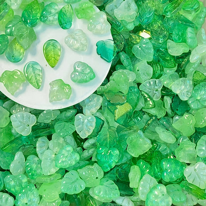 【New】14*15mm Green Glass Leaf