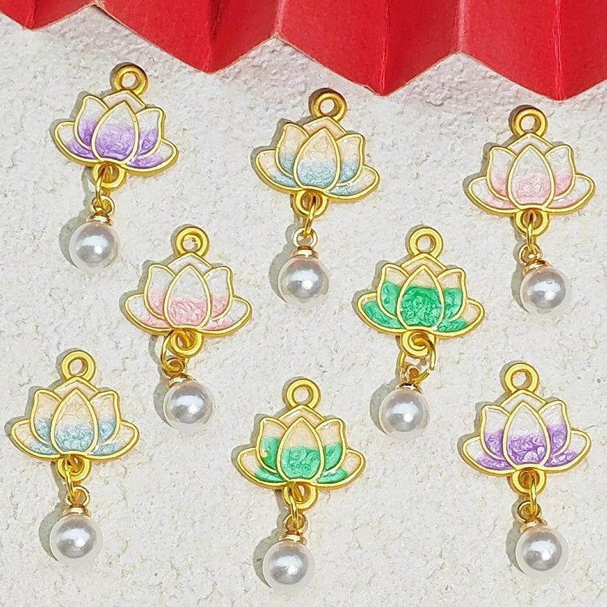 【NEW】Jewelry Accessories SandGold Lotus Charms