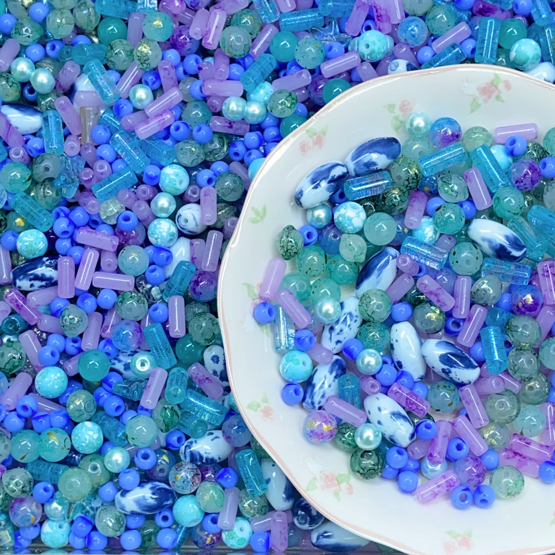 【NEW】Blue &amp; Purple Mix Glass Beads