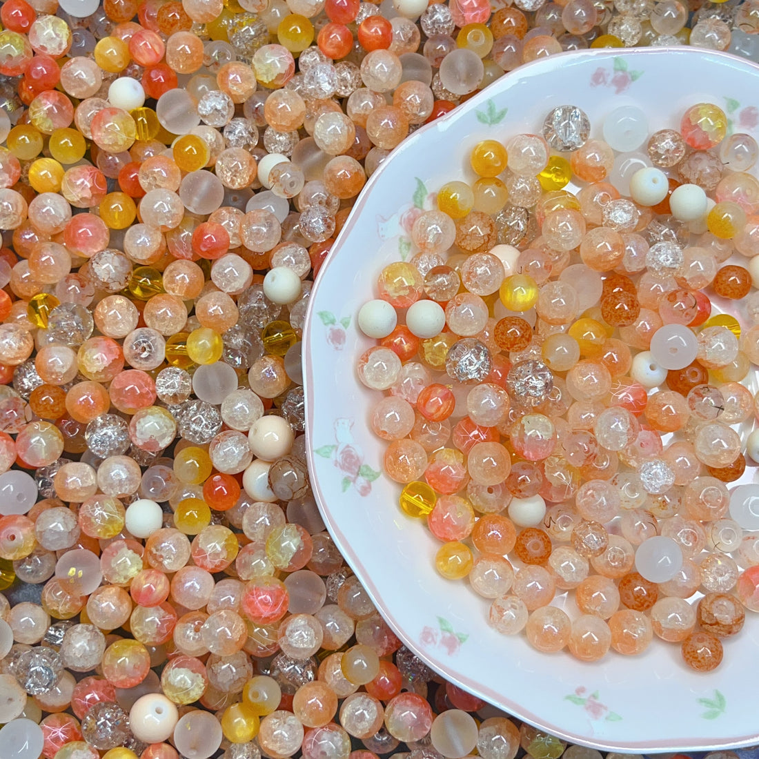 【NEW】Orange&amp;Yellow Mix Glass Beads