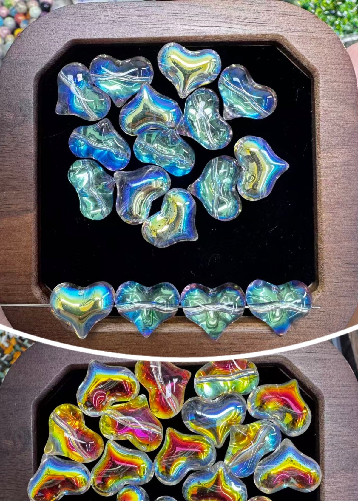 【New】16mm Shinny Peach Heart Glass Bead with Straight Hole